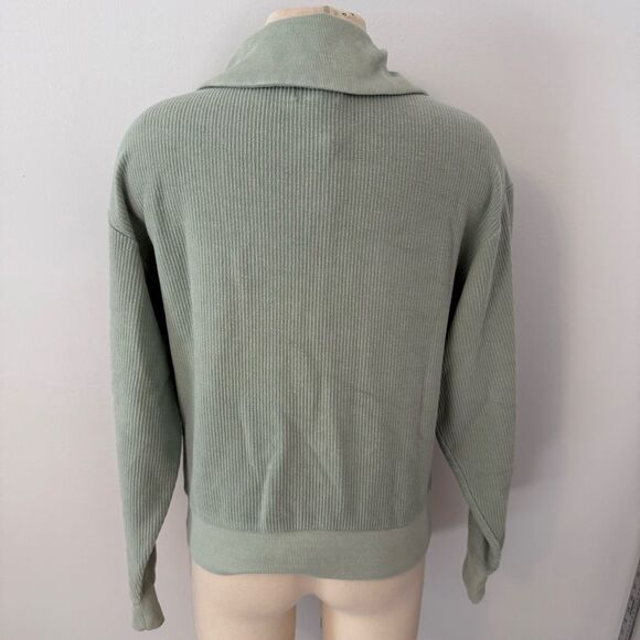 Thread & Supply Aqua Gray Ribbed Quarter-Zip Pullover Sweater Size Small - Picture 5 of 7